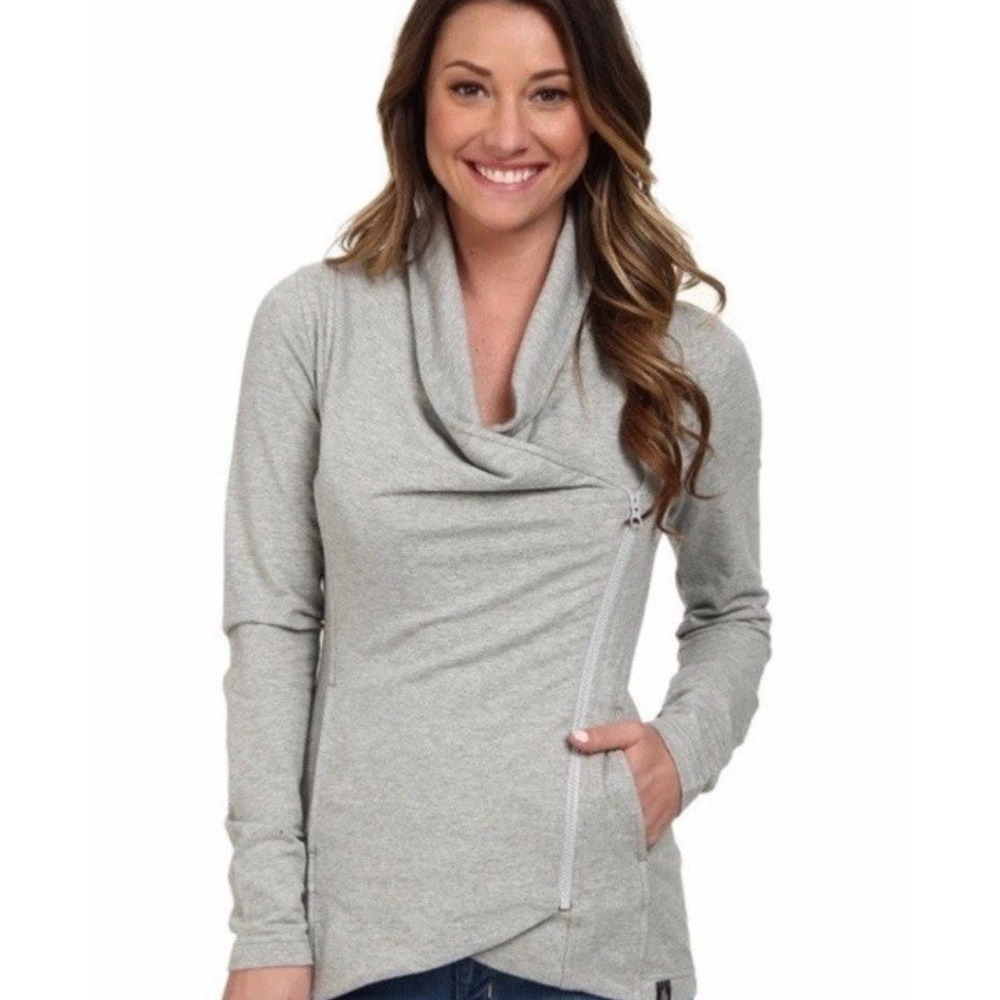 The North Face Womens Sharlet Wrap Asymmetrical Zip Sweater Sweatshirt Sz Medium